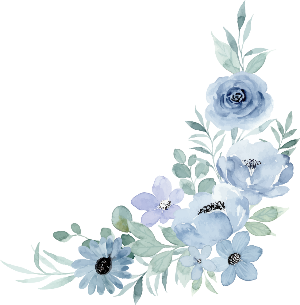 Blue Watercolor flower arrangement